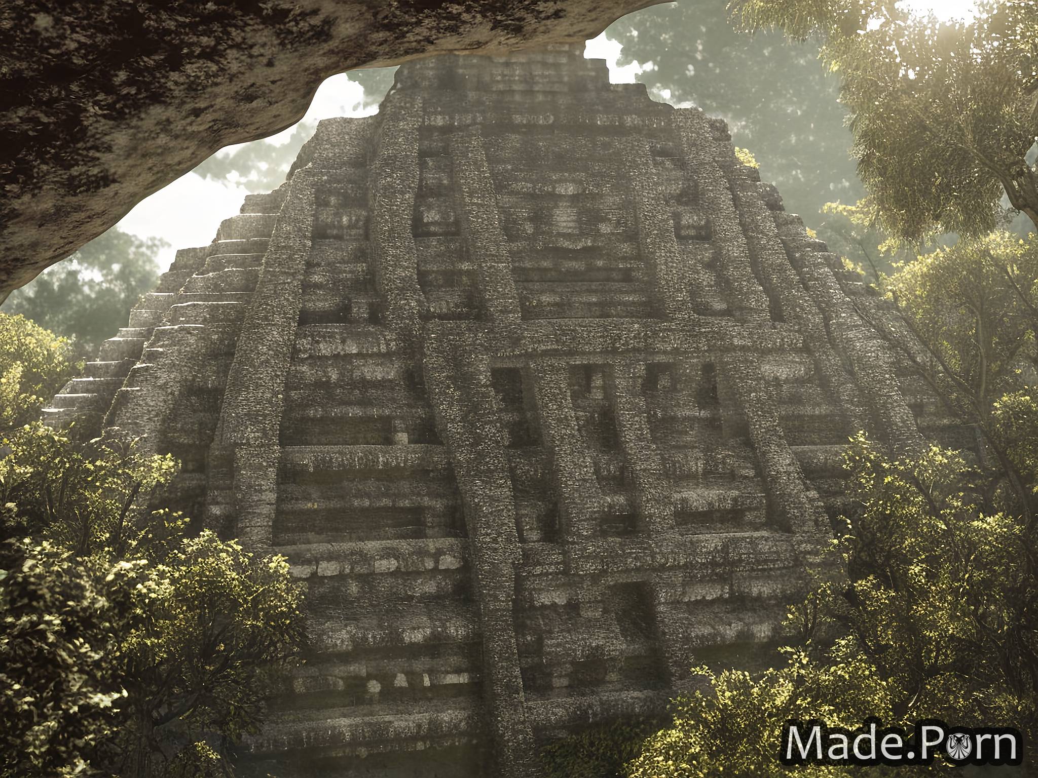 Mayan Ruins of Tikal, Guatemala 3d seductive flashing silk candlelight shemale